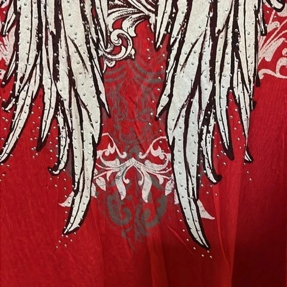 from Los Angeles | New Bus Stop red rhinestone angel wing tank top womens 2X NWT - Picture 8 of 10